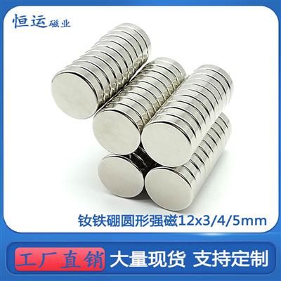 稀土永磁双面磁玩具磁石D12x3/4/5mm圆形强力磁铁工艺品强磁磁钢